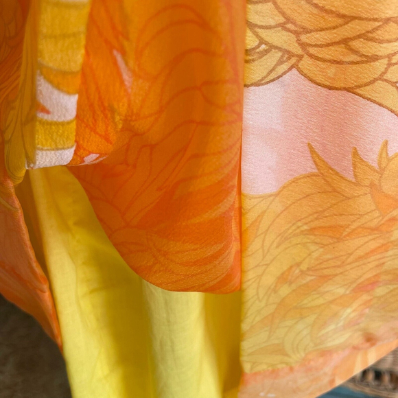 Vintage Yellow Orange Chiffon Sleeveless Fit and Flare Dress Malia Hawaii Tiki - Picture 13 of 14